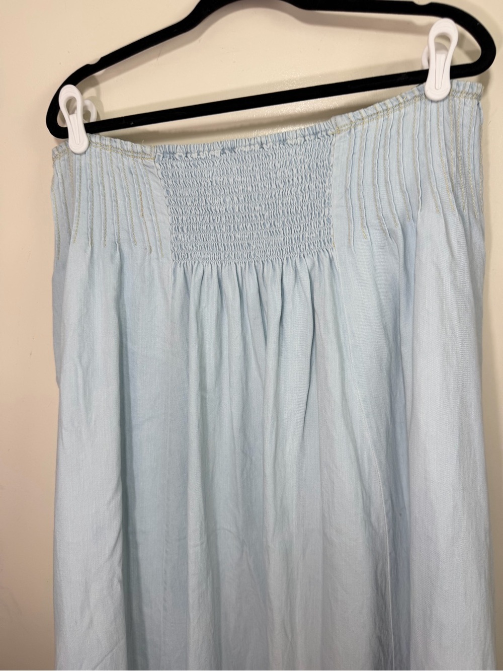 Anthropologie Pilcro Light Wash Cotton Pintuck Basque-Waist Denim Maxi Skirt XL - Picture 10 of 16